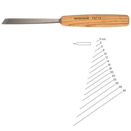 PFEIL Swiss Made 35mm # 1 Sweep Skew Cut Chisel - Double Bevel