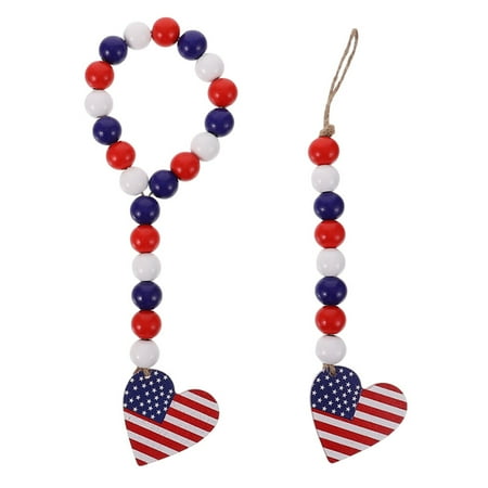 2Pcs Pastoral Style Wooden Beads Pendants Hemp Rope Heart Shape Pendants