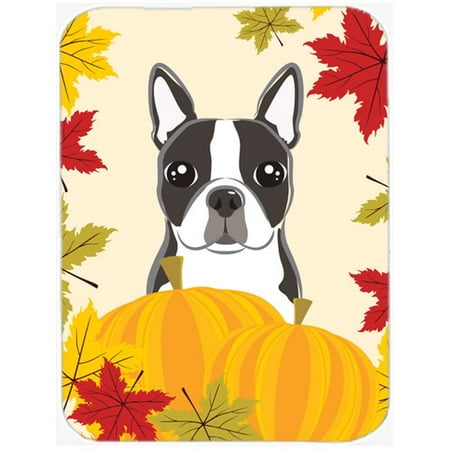 Boston Terrier Thanksgiving Glass Cutting Board Large