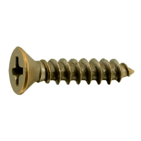 #7 x 3/4 Antique Brass Plated Steel Phillips Flat Head Hinge Screws