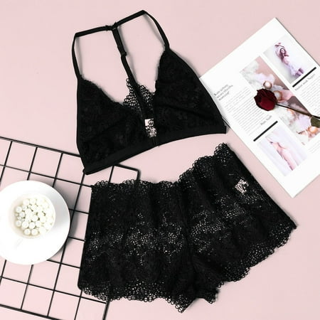 

Yubatuo Plus Size Lingerie for Women Lace Black Babydoll Sexy Mesh High Waisted Nightdress Strappy Exotic Sleepwear Black XXL