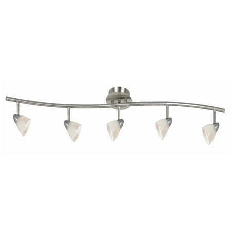5 Light 120V Metal Track Light Fixture with Glass Shade White and Silver- Saltoro Sherpi
5 Light 120V Metal Track Light Fixture with Glass Shade White and Silver- Saltoro Sherpi