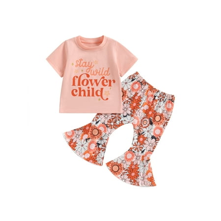 Qtinghua Infant Toddler Baby Girl Groovy Wild Child Flower T-Shirt Top Flared Pants 2Pcs Summer Clothes Pink 6-12 Months
Qtinghua Infant Toddler Baby Girl Groovy Wild Child Flower T-Shirt Top Flared Pants 2Pcs Summer Clothes Pink 6-12 Months
