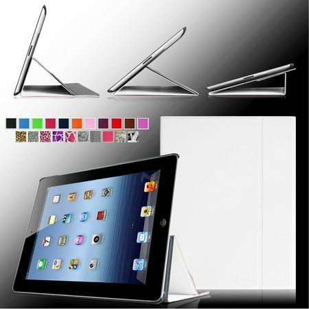 Fintie Smart Book Cover Case Supports Three Viewing Angles for Apple iPad 2, iPad 3 & iPad with Retina Display, White