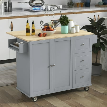 Rolling Mobile Kitchen Island with Solid Wood Top and Locking Wheels 52.7 inch Width Storage Cabinet and Drop Leaf Breakfast Bar Spice Rack Towel Rack & Drawer (Dusty Blue)
Rolling Mobile Kitchen Island with Solid Wood Top and Locking Wheels 52.7 inch Width Storage Cabinet and Drop Leaf Breakfast Bar Spice Rack Towel Rack & Drawer (Dusty Blue)