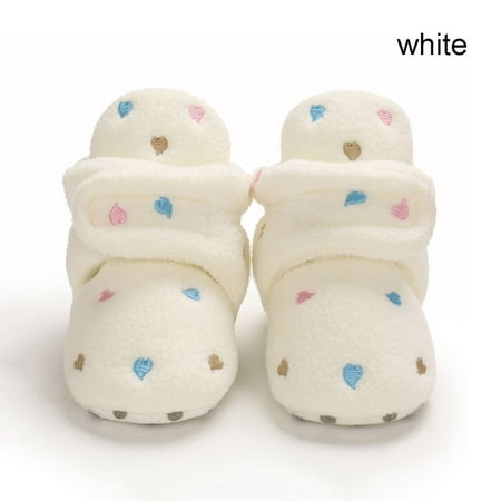 Newborn Star Love Shape Comfort Soft Anti-slip First Walkers Booties Infant Crib Shoes Baby Socks Shoes Toddler WHITE 6-12 MONTHS(12CM)
