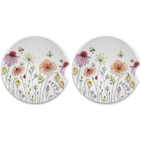 Hyjoy 2 Pack Colorful Wildflowers Car Coasters Absorbent Ceramic Cork Base Car Coasters Drink Cup Holder Coasters with Finger Notches Easy to Remove and Clean
Hyjoy 2 Pack Colorful Wildflowers Car Coasters Absorbent Ceramic Cork Base Car Coasters Drink Cup Holder Coasters with Finger Notches Easy to Remove and Clean