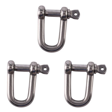 3X M6X38mm Straight D-Shackle Short Stainless Steel AISI 316