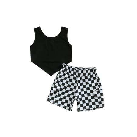 Wassery Toddle Girls Shorts Set Sleeveless Triangular Hem Tank Top with Elastic Waist Chessboard Plaid Shorts 12M-5T Baby Summer Casual Clothes Outfits
Wassery Toddle Girls Shorts Set Sleeveless Triangular Hem Tank Top with Elastic Waist Chessboard Plaid Shorts 12M-5T Baby Summer Casual Clothes Outfits