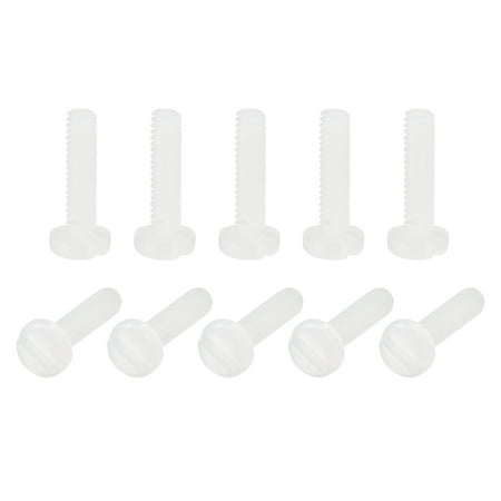 Uxcell Nylon Machine Screws M2x8mm Slotted Pan Head Fasteners Bolts White 25Pack