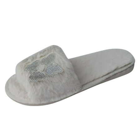 ZHUASHUM Women Open Bow Flat Slip On Furry Shoes Keep Home Rhinestone Plush Winter Warm Slipper
ZHUASHUM Women Open Bow Flat Slip On Furry Shoes Keep Home Rhinestone Plush Winter Warm Slipper