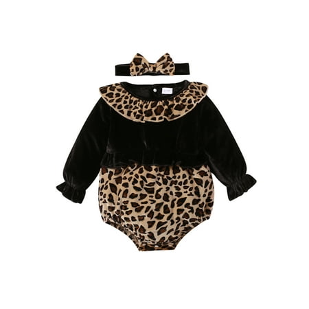 Loalirando Baby Girl s Ruffle Round Neck Elastic Cuff Leopard Print Romper with Headband
Loalirando Baby Girl s Ruffle Round Neck Elastic Cuff Leopard Print Romper with Headband