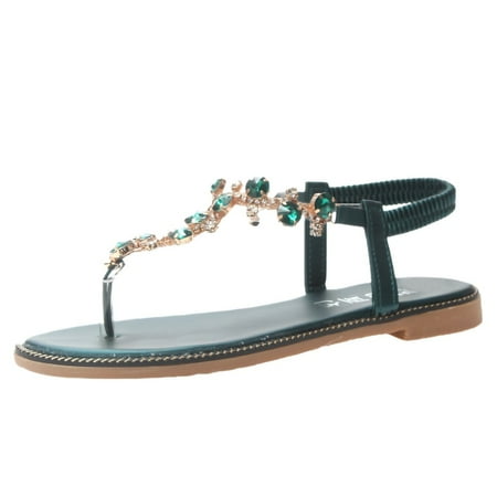 Pgeraug womens slippers Women Thong Sandals T-Type Open Toe Rhinestone Flat Bottom Roman Sandals Shoes mens slippers Green 38
Pgeraug womens slippers Women Thong Sandals T-Type Open Toe Rhinestone Flat Bottom Roman Sandals Shoes mens slippers Green 38