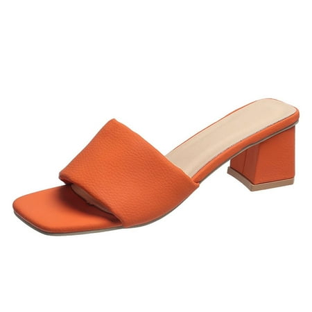 Ladies Sandals Fashion Heel Middle Heel Open Toe Solid Color Sandal Orange 39
Ladies Sandals Fashion Heel Middle Heel Open Toe Solid Color Sandal Orange 39