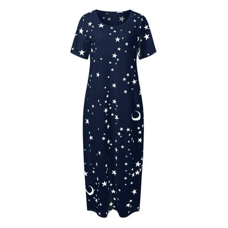 NECHOLOGY Womens Daily Short Sleeve Print Casual Inclined Shoulder Maxi Sleep Dress Elephant Print Women Nightgownnightshirt Navy X-Large
NECHOLOGY Womens Daily Short Sleeve Print Casual Inclined Shoulder Maxi Sleep Dress Elephant Print Women Nightgownnightshirt Navy X-Large