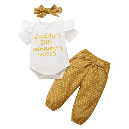 9 Months Baby Girl Lovely Outfits Pants Sets 12 Months Short Sleeve Romper Tops Elastic Pants Headband 3PCS Set Yellow
9 Months Baby Girl Lovely Outfits Pants Sets 12 Months Short Sleeve Romper Tops Elastic Pants Headband 3PCS Set Yellow