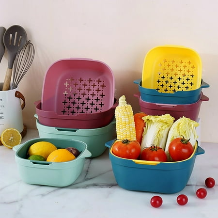 Double Layer Drain Basket 2-In-1 PP Comfortable to Grip Vegetable Colander Household Supplies
Double Layer Drain Basket 2-In-1 PP Comfortable to Grip Vegetable Colander Household Supplies