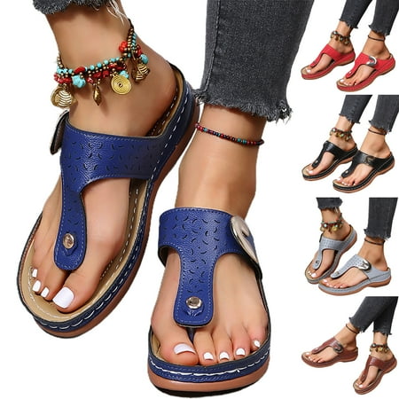 Duixinghas 1 Pair T-Strap Round Toe Slip-on Slope Heel Women Slippers Platform Arch Support Sandals for Daily Life
Duixinghas 1 Pair T-Strap Round Toe Slip-on Slope Heel Women Slippers Platform Arch Support Sandals for Daily Life