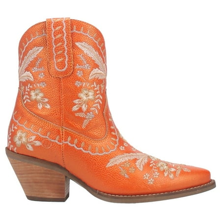 Dingo Womens Primrose Floral Snip Toe Casual Boots Ankle Mid Heel 2-3