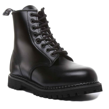 Grinders Cedric CS Unisex 8 Eyelet Lace Up Ankle Boot In Black Size 12M