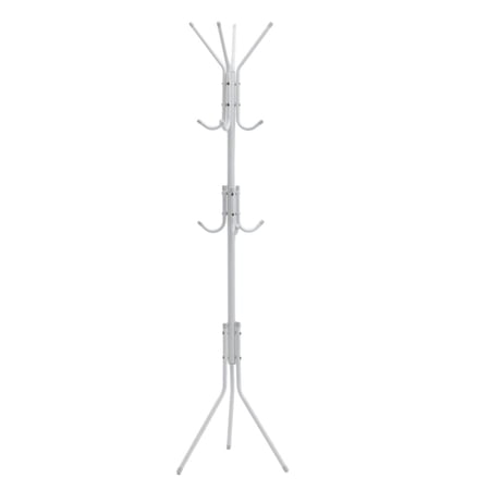 Coat Rack Standing Coat Tree White Metal Modern with 11 Hooks
