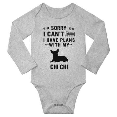 Sorry I Can t I Have Plans With My Chi Chi Baby Long Sleeve Romper (Gray 6-12 Months)
Sorry I Can t I Have Plans With My Chi Chi Baby Long Sleeve Romper (Gray 6-12 Months)