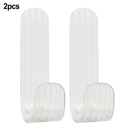 2 Pcs Bathroom Hooks Punch-free Wall Hook Acrylic Sticky Clear Storage Hook