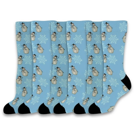 ThisWear Christmas Socks Snowman Crew Socks Snowman Gifts Christmas Accessories 6-Pairs Novelty Crew Socks