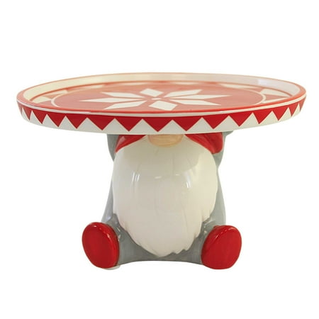 Tabletop Gnome Cake Stand Dolomite Christmas Y9070