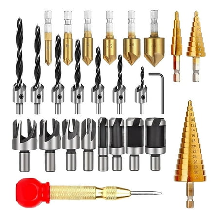 26-Pack Woodworking Chamfer Drilling Tools Drill Bits Set Wood Plug Cutter Three Pointed Countersink Drill Bits
26-Pack Woodworking Chamfer Drilling Tools Drill Bits Set Wood Plug Cutter Three Pointed Countersink Drill Bits