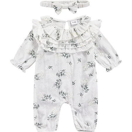 DOUBFIVSY Infant Baby Girl Ruffle Rompers Long Sleeve Floral Bodysuit One Piece Jumpsuit Headbands Elegant Fall Outfit
DOUBFIVSY Infant Baby Girl Ruffle Rompers Long Sleeve Floral Bodysuit One Piece Jumpsuit Headbands Elegant Fall Outfit