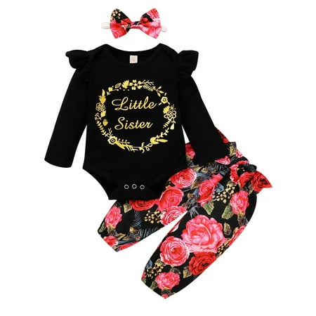 NZRVAWS Newborn Baby Girls Outfits 3 Months Baby Girls Letter Print Romper 6 Months Baby Girls Top Floral Pants Headband 3Pcs Clothes Set Black
NZRVAWS Newborn Baby Girls Outfits 3 Months Baby Girls Letter Print Romper 6 Months Baby Girls Top Floral Pants Headband 3Pcs Clothes Set Black