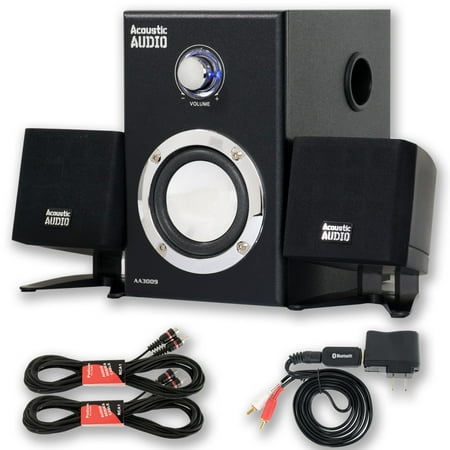 Acoustic Audio AA3009 Home 2.1 Speaker System with Bluetooth and 2 Extension Cables for Multimedia