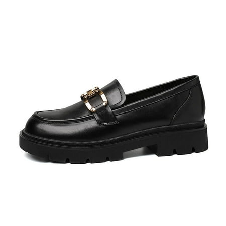 Women‘s Platform Metal Decor Loafers Chunky Heel Round Toe Slip On Shoes Black Non Slip Shoes
Women‘s Platform Metal Decor Loafers Chunky Heel Round Toe Slip On Shoes Black Non Slip Shoes