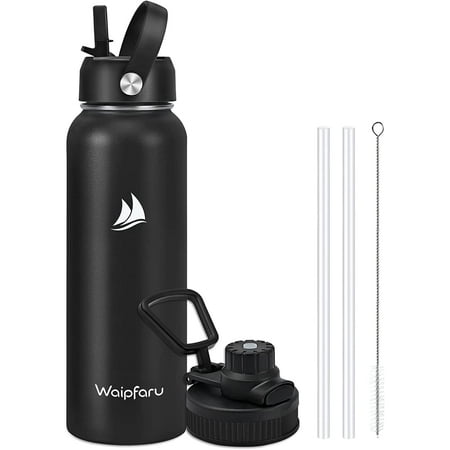 Gingprous 40oz Water Bottle - Stainless Water Bottle with 2 Lids & 2 Straws Insulated Water Bottles Keep Hot and Cold Wide Mouth Sports Water Bottle for Hiking Biking Sport Black
Gingprous 40oz Water Bottle - Stainless Water Bottle with 2 Lids & 2 Straws Insulated Water Bottles Keep Hot and Cold Wide Mouth Sports Water Bottle for Hiking Biking Sport Black
