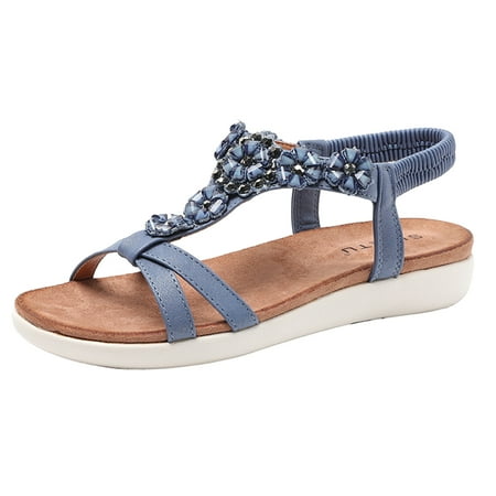 KaLI_store Sandals for Women Casual Summer Women Sandals Summer Dressy Wedge Sandals Flat Shoes Comfortable Bohemian Flower Ankle Strap Wedding Party Sandal Blue
KaLI_store Sandals for Women Casual Summer Women Sandals Summer Dressy Wedge Sandals Flat Shoes Comfortable Bohemian Flower Ankle Strap Wedding Party Sandal Blue