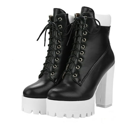 HOMEMAXS 1 Pair of Comfortable PU Short Boots Lightweight Low High Heeled Boots