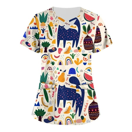 HIMIWAY Plus Size Cute Printed Scrub Working Uniform Tops For Women Cross V-Neck Short Sleeve Fun T-Shirts Workwear Tee With Pockets
HIMIWAY Plus Size Cute Printed Scrub Working Uniform Tops For Women Cross V-Neck Short Sleeve Fun T-Shirts Workwear Tee With Pockets