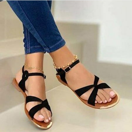 Women s Summer Casual Round Toe Buckle Cross Strap Flat Solid Color Sandals
Women s Summer Casual Round Toe Buckle Cross Strap Flat Solid Color Sandals