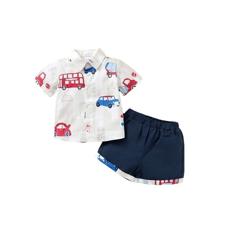 Calsunbaby Kids Toddler Boys 2Pcs Outfits Short Sleeve Turn-Down Collar Trucks Printed T-Shirt + Patchwork Shorts White 3-4 Years
Calsunbaby Kids Toddler Boys 2Pcs Outfits Short Sleeve Turn-Down Collar Trucks Printed T-Shirt + Patchwork Shorts White 3-4 Years