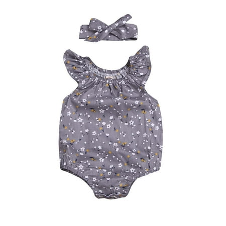 TUOBARR Newborn Girl Summer Solid Color Sleeveless Romper + Headband Gray (0-24Months)
TUOBARR Newborn Girl Summer Solid Color Sleeveless Romper + Headband Gray (0-24Months)