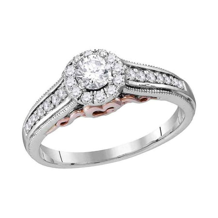 14kt White Gold Womens Round Diamond Solitaire Bridal Wedding Engagement Ring 1/2 Cttw