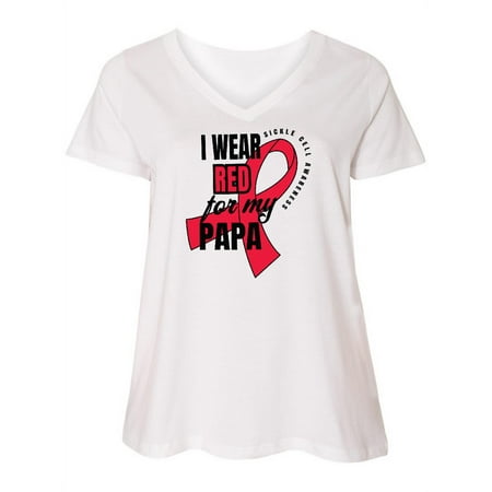 Inktastic Sickle Cell Awareness I Wear Red For My Papa Women s Plus Size V-Neck