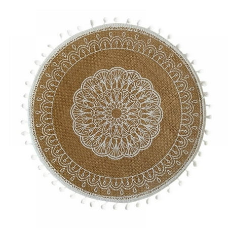 Mandala Print Round Placemat - Farmhouse Jute Table Mats with Pompom Tassel 15 Inch Place Mat for Dining Room Kitchen Table Decor 4 Pack
Mandala Print Round Placemat - Farmhouse Jute Table Mats with Pompom Tassel 15 Inch Place Mat for Dining Room Kitchen Table Decor 4 Pack