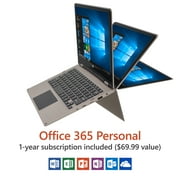 11.6" Convertible Touchscreen Laptop, Windows 10 Home, Office 365 Personal 1-Year Subscription Included ($69.99 Value), Intel Processor, 32GB storage, Front camera with 8 hour battery