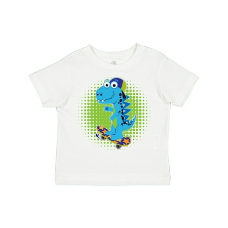 Inktastic Skateboarding Boy Dinosaur Gift Toddler Boy Girl T-Shirt