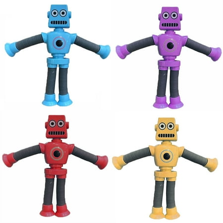 Binwwede Telescopic Sensory Fidget Toy with Suction Cup LED Lighting Robot Toy