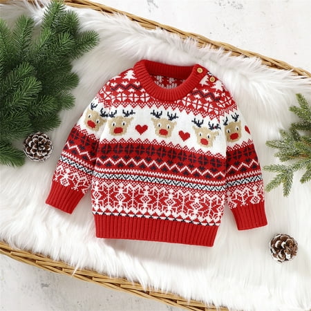 FZM Christmas Toddler Baby Girl Boy Cute Long Sleeve Christmas Deer Knitted Sweater Pullover Tops Autumn Winter Warm Xmas Outfits
FZM Christmas Toddler Baby Girl Boy Cute Long Sleeve Christmas Deer Knitted Sweater Pullover Tops Autumn Winter Warm Xmas Outfits