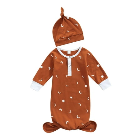 Baby Moon Print Sleepwear Nightgown Unisex Baby Gown with Hat Newborn Coming Home Outfit
Baby Moon Print Sleepwear Nightgown Unisex Baby Gown with Hat Newborn Coming Home Outfit
