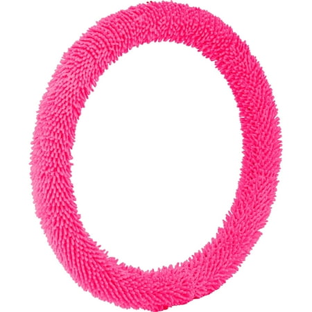 Bell Automotive Pink Shaggy Hyper-Flex Core Steering Wheel Cover